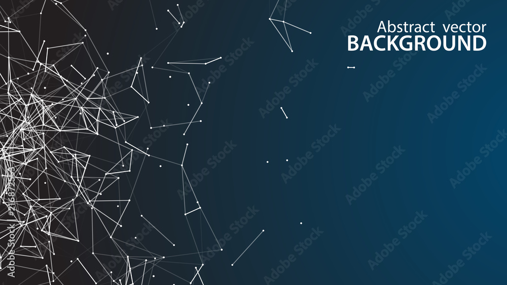 Poster Abstract vector background. White background .Connecting dots and lines. Plexus effect.