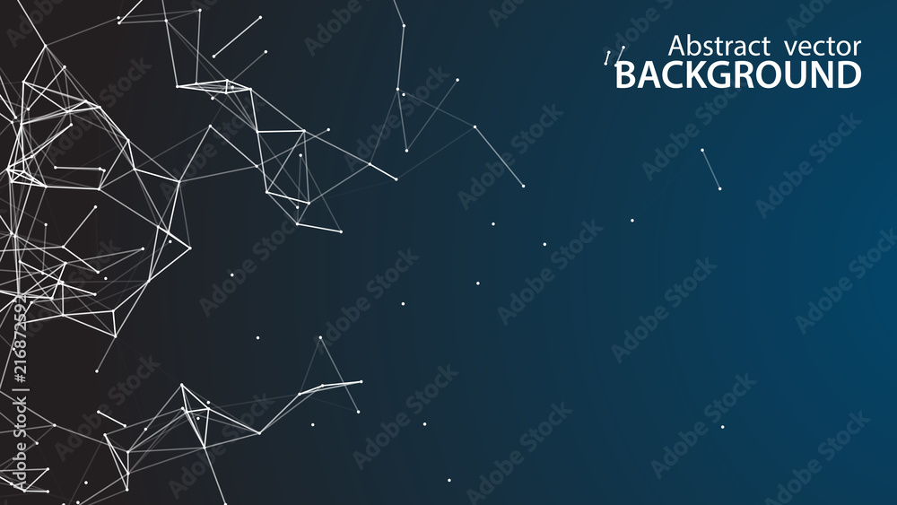 Aufkleber Abstract vector background. White background .Connecting dots and lines. Plexus effect.