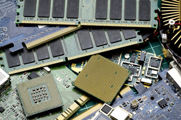 Old electronic boards and microchips for extraction of precious metals