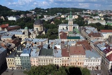 Looking over Lviv from the top of the Town Hall tower.