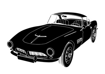 silhouette of retro sports car vector