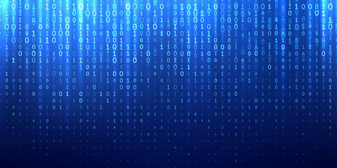 Binary matrix code blue abstract background