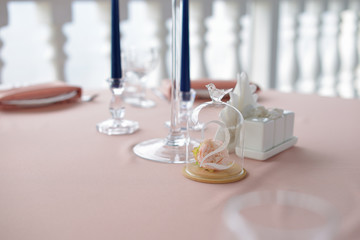 Decorated and numbered wedding table