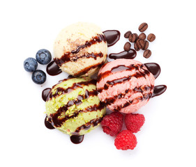 Ice cream with nuts and berries