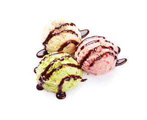 Ice cream with nuts and berries