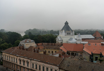 Fototapeta premium Morning mist over Arad city, Romania