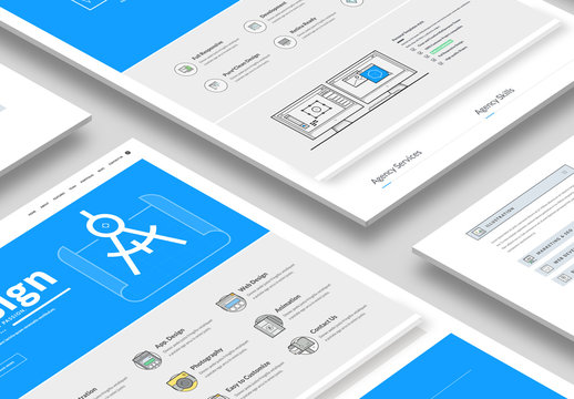 Website Layout with Illustrated Icons