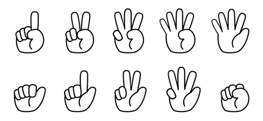 Fototapeta premium Finger counting line icon. Cartoon Super Deformation (SD) style. Vector illustration.