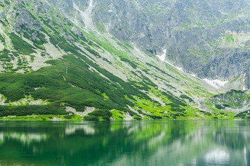 Tourism in Polish. Lake in the Tatra Mountains.