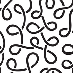 Seamless linear pattern with thin curl lines and scrolls. Vector illustration