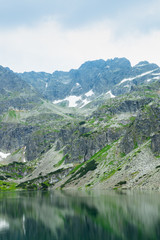 Naklejka na ściany i meble Lake in the Tatra Mountains. Tourism Destination.