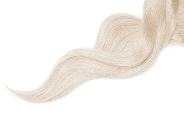 Blond hair on white background