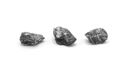 collection of grey rock isolated on white background