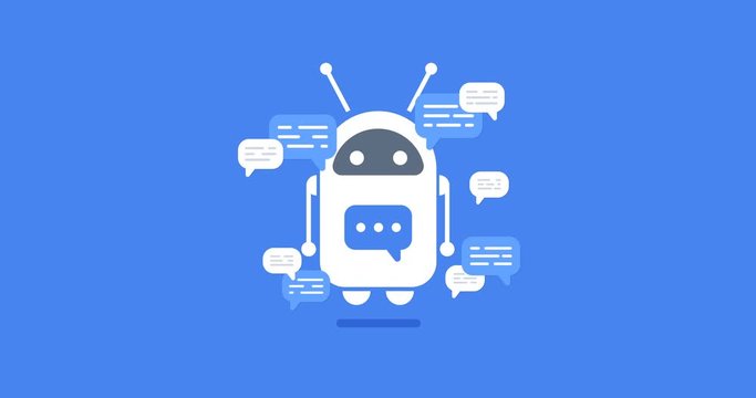 animation modern flat chat bot with speech bubble icons