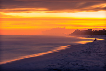 Long exposure dramatic Florida gulf coast sunset