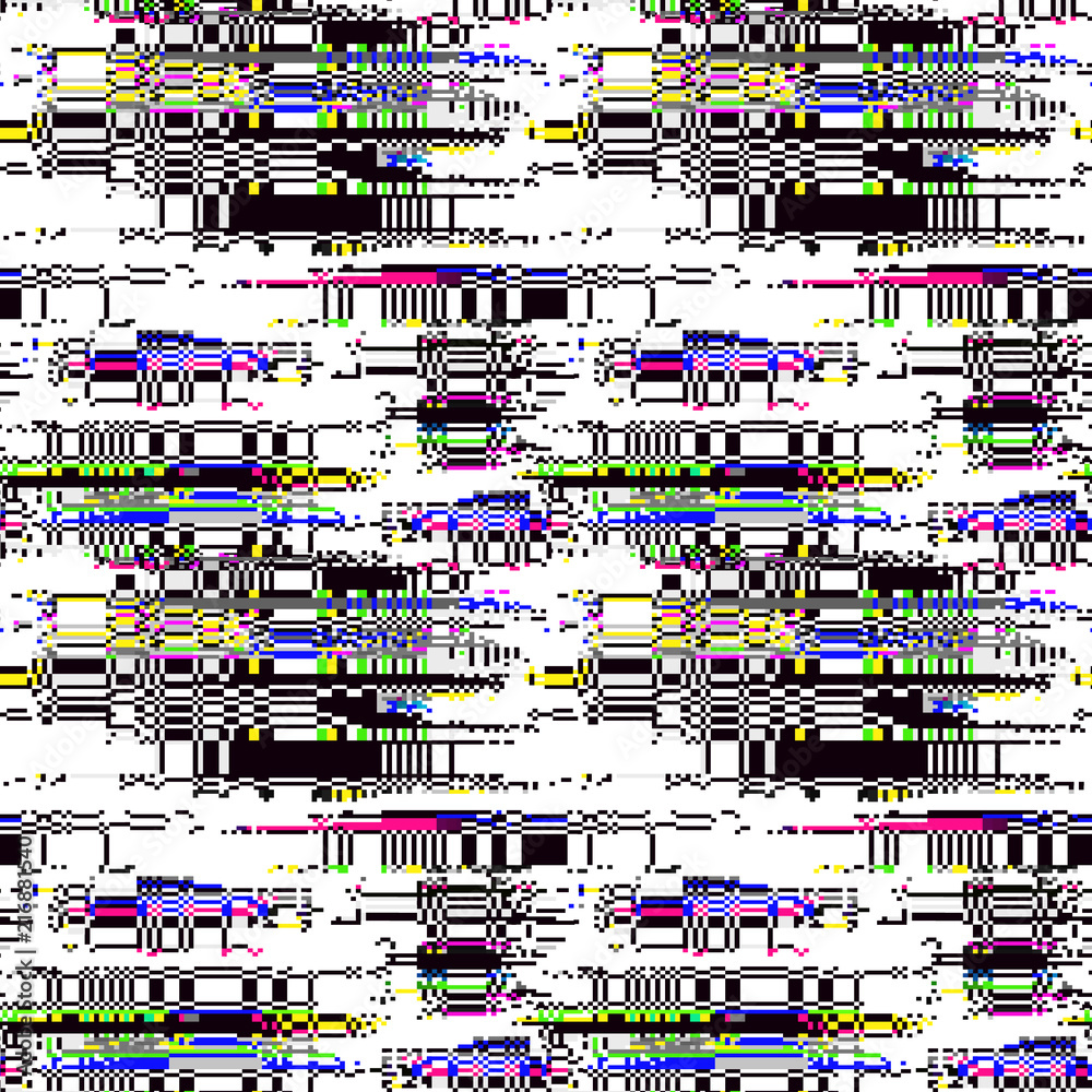 Poster glitch pattern. computer screen error. digital pixel noise abstract design. television signal fail. 