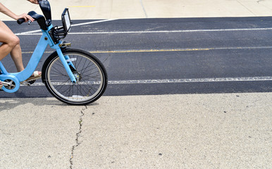 bicycle riding along the city waterfront