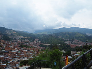 view from the top of the mountain in Medellin on a graffiti tour.