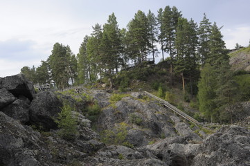 Ecological tourism, nature, beautiful rural landscape, fields, meadows, mountains, village, sky