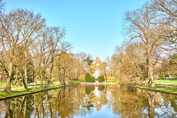 Lake at new congress centre of Weimar in East Germany / The german name of this park is: "Weimarhallenpark"
