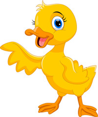 Cute duck cartoon waving