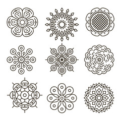 Thin line flower icon collection. Vector illustration.