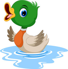 Cute baby duck waving cartoon