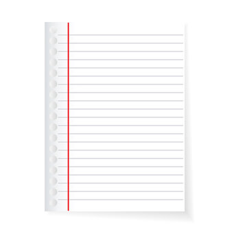 Empty sheet of paper with  perforated edge. Isolated on white background. Realistic vector illustration.