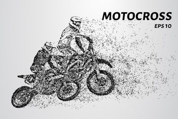 Motocross race of two athletes. Vector illustration of Motorsport