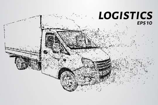 A small truck consists of circles and dots. Logistics concept design