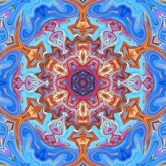 Fractal surreal art. Psychedelic fantasy artwork. Graphic painting design pattern. Template for printed production decor. Geometric fantastic wallpaper. Digital drawing. 