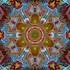 Fractal surreal art. Psychedelic fantasy artwork. Graphic painting design pattern. Template for printed production decor. Geometric fantastic wallpaper. Digital drawing. 