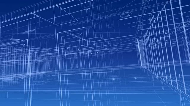 Architecture plan 3d wire video - Blue