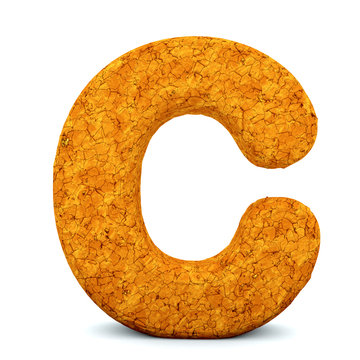 Letter C, font soil drought cracked, dry mud alphabet, path save.