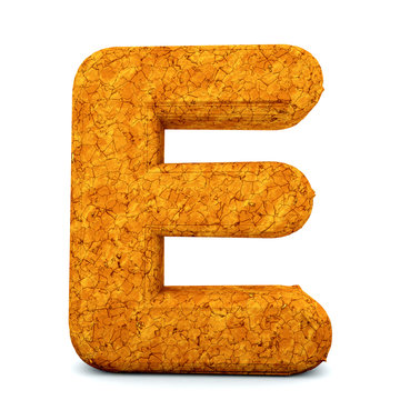 Letter E, font soil drought cracked, dry mud alphabet, path save.