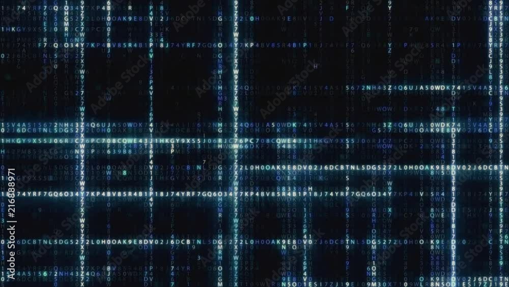 Poster abstract blue futuristic background of information technology hexadecimal digital data code seamless