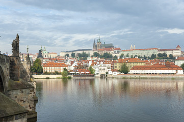 Fototapeta na wymiar Prague Castle from across the Vltava River in the morning