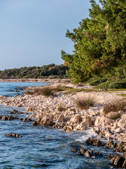 Beautiful  rocks on Adriatic sea coast, island Vir, Mediterranean, Croatia