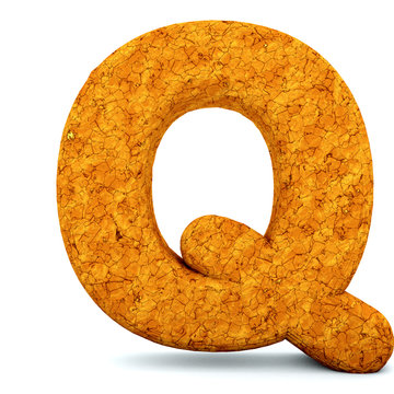 Letter Q, font soil drought cracked, dry mud alphabet, path save.
