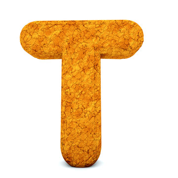 Letter T, font soil drought cracked, dry mud alphabet, path save.