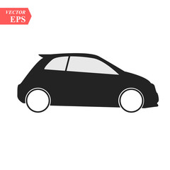 Simple Car Icon Vector. Flat Hatchback symbol. Perfect Black pictogram illustration on white background.
