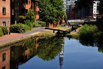 Birmingham Canal view in a sunny day of summer