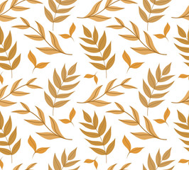 Fototapeta na wymiar Floral Stylish Seamless Pattern. Vector Leaf background. Fabric Ornament texture.