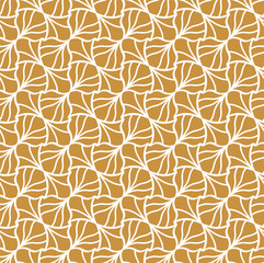 Vector Golden Floral Art Nouveau Seamless Pattern. Geometric decorative leaves texture. Retro stylish background. 