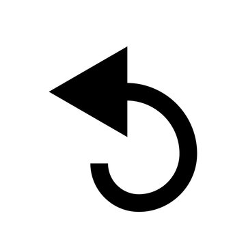 Black curved arrow on white