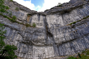 Malham Cove, a natural geological feature near the village of Malham in the Yorkshire Dales National Park, UK