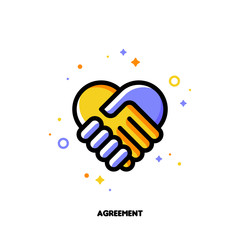 Icon of handshake as agreement symbol for law and justice concept. Flat filled outline style. Pixel perfect 64x64. Editable stroke
