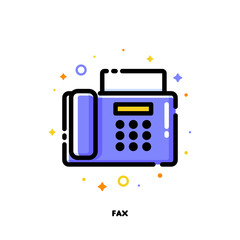 Icon of fax for office work concept. Flat filled outline style. Pixel perfect 64x64. Editable stroke