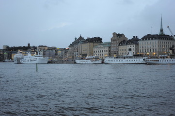 Fototapeta na wymiar Sweden, Stockholm, old town, palaces, castles, sea, river, port, carablis, yachts, sails