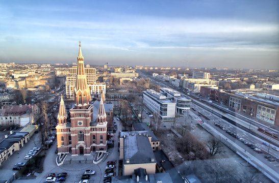 Kościół pw. Najświętszego Imienia Jezusa - widok na centrum miasta - Łódź - Polska